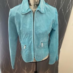 Teal suede short jacket new in med